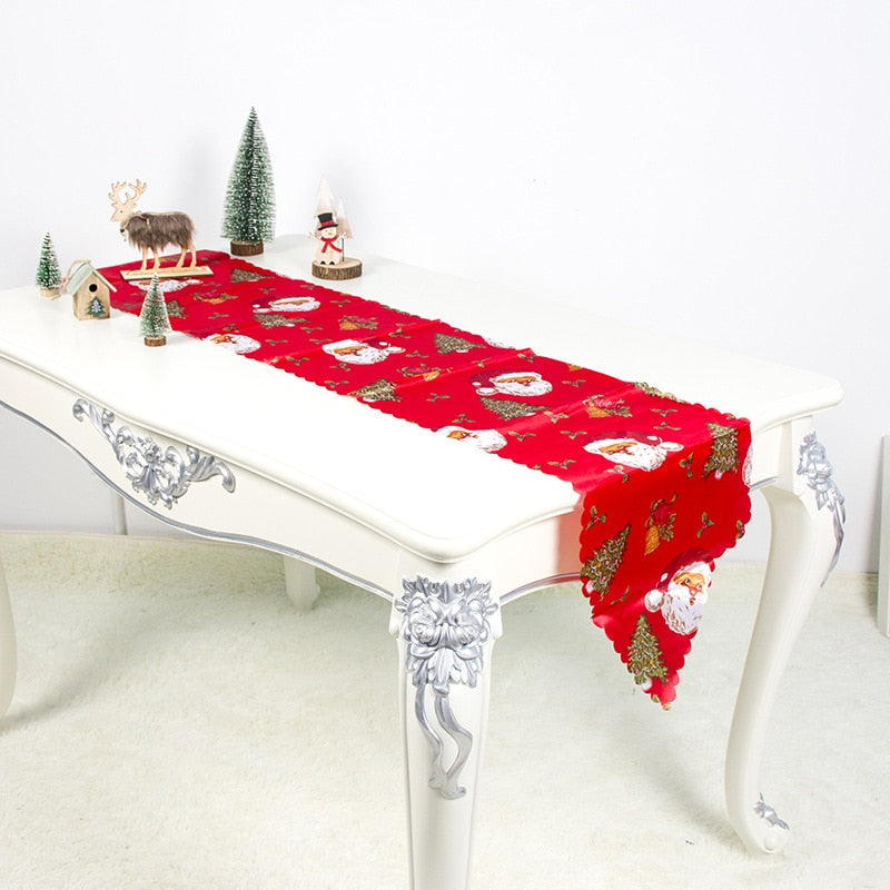 Christmas Table Runner Mat Tablecloth  Flag Home Party Decorative Santa Claus Tapestry Table Runners 35x180cm