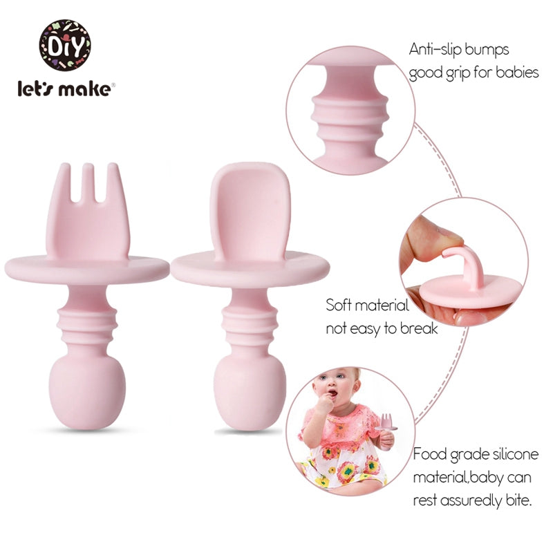 Children's Tableware Baby Dishes Set Silicone Fork Spoon Set