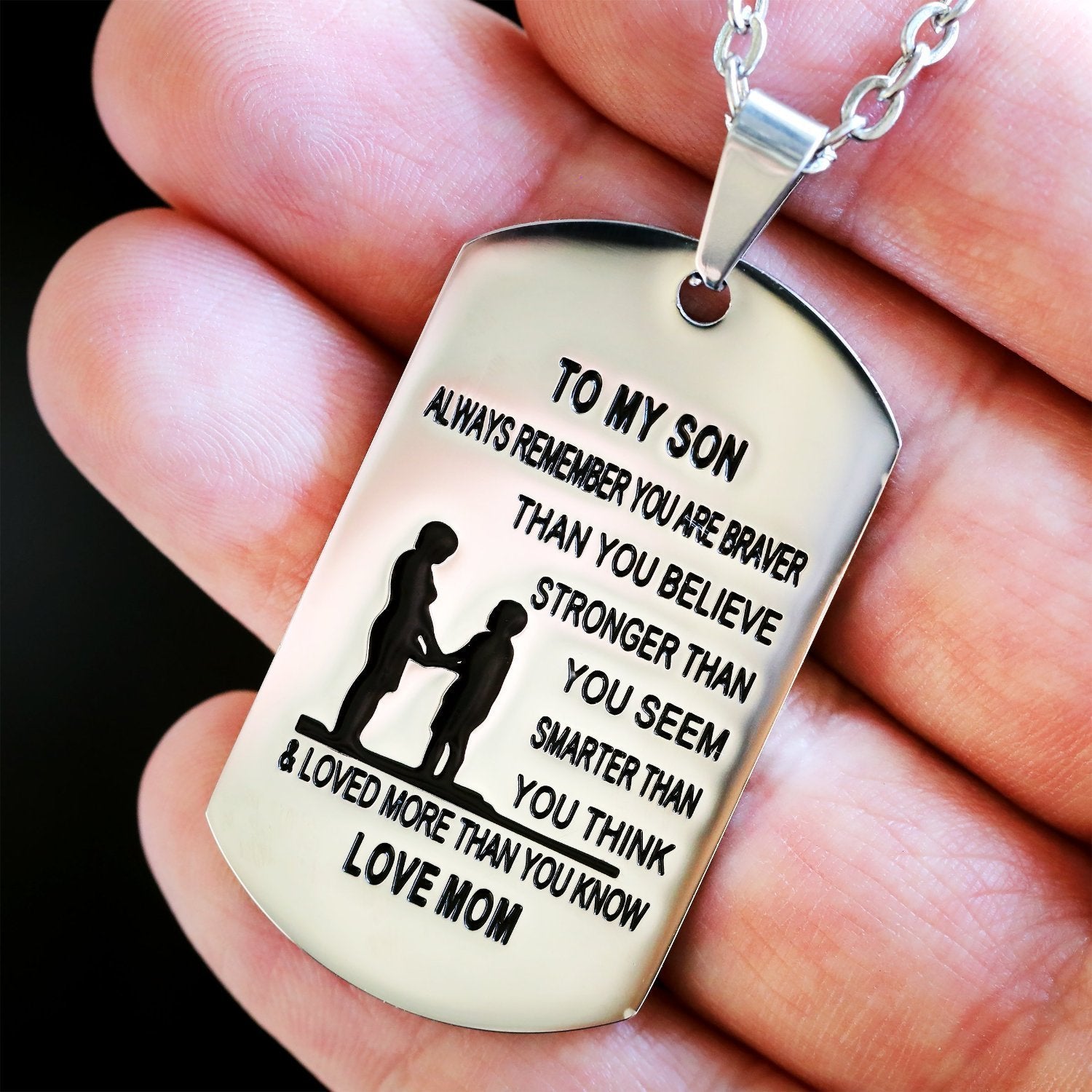 From Mom to Son - Tag Necklace